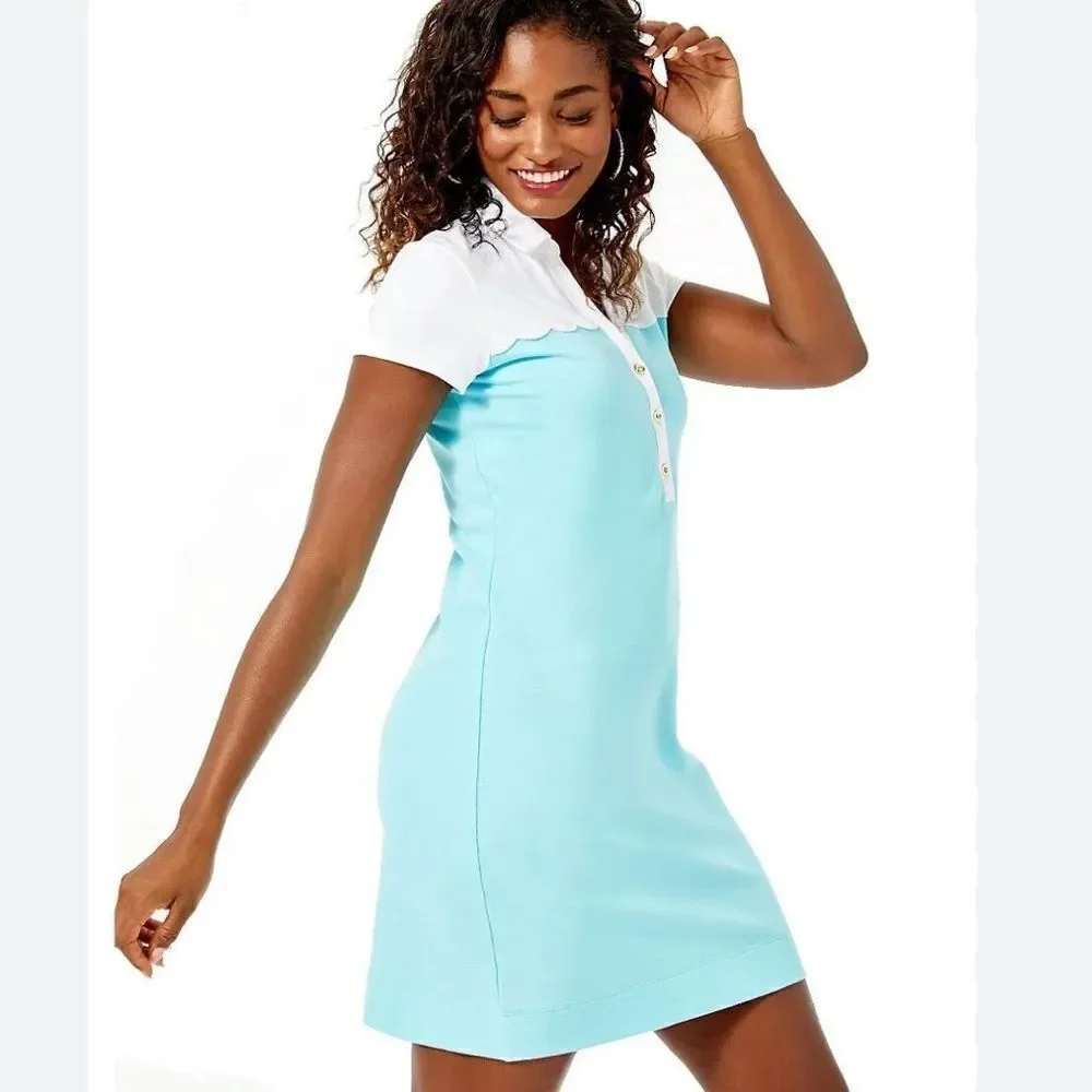 Lilly Pulitzer White and Light Blue Polo Mini Dress - Picture 2 of 16